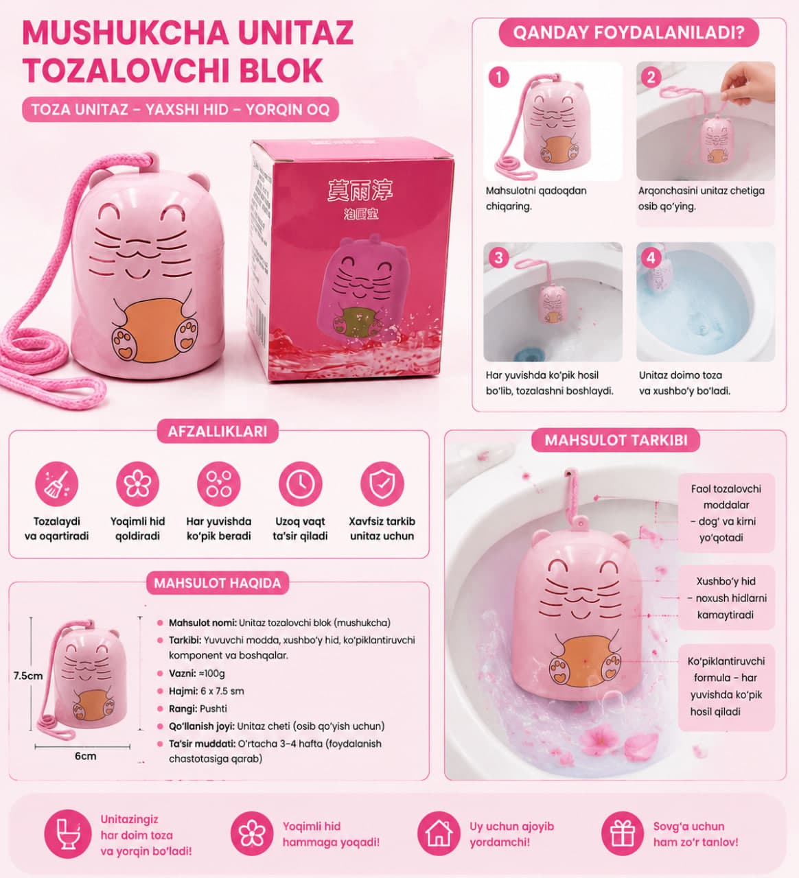 Unitazingiz doimo toza va xushbo'y bo'lsin!